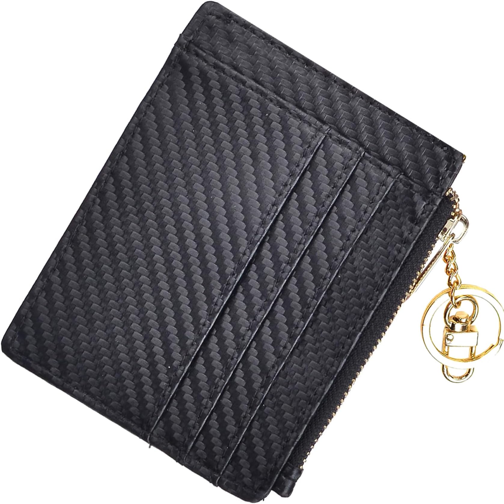 woogwin Slim RFID Credit Card Holder for Women Mini Front Pocket Wallet Purse With Keychain