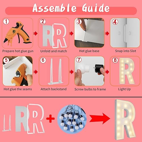 Miniatura 4 de Letras luminosas R de marquesina de 4 pies, letra grande de marquesina para baby shower, cumpleaños, compromiso, boda, decoración de fiesta