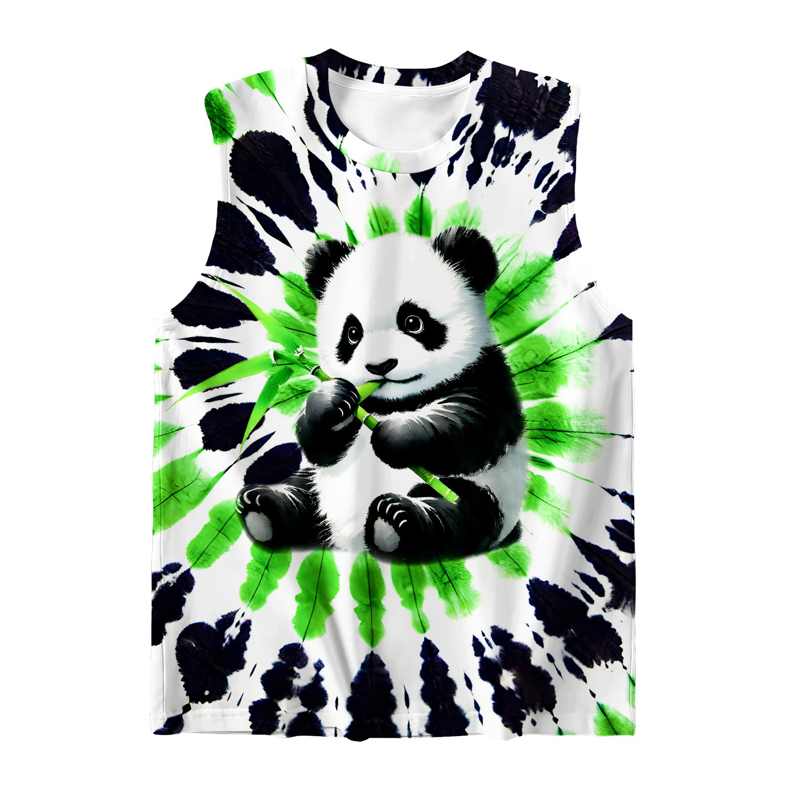 DMPROD Kids Tie Dye Shirt Size 5-14 Years Sleeveless T Shirts Children Tank Tops Hippies Senior Tees for Boys Girls