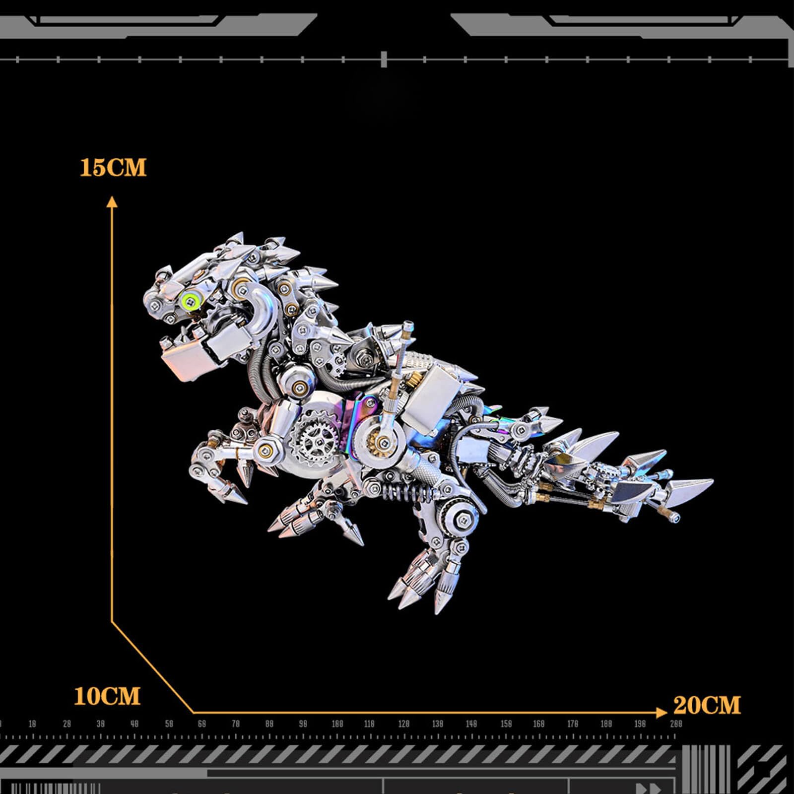 Kit di puzzle 3D in metallo dinosauro - Modello Steampunk T-Rex con ali e opzioni Gat-ling - Set di montaggio fai da te in acciaio inossidabile - Perfetto per adulti, appassionati di artigianato e