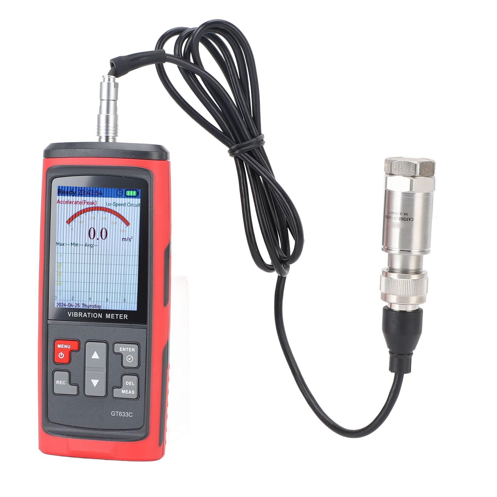 Vibrationsmesser, 5 Modi Mechanischer Schwingungsanalysator, Beschleunigungsgeschwindigkeitsverschiebungstester für HLK, Motoren, Motoren mit 8 MB Speicher, 397000 Datenpunkte,