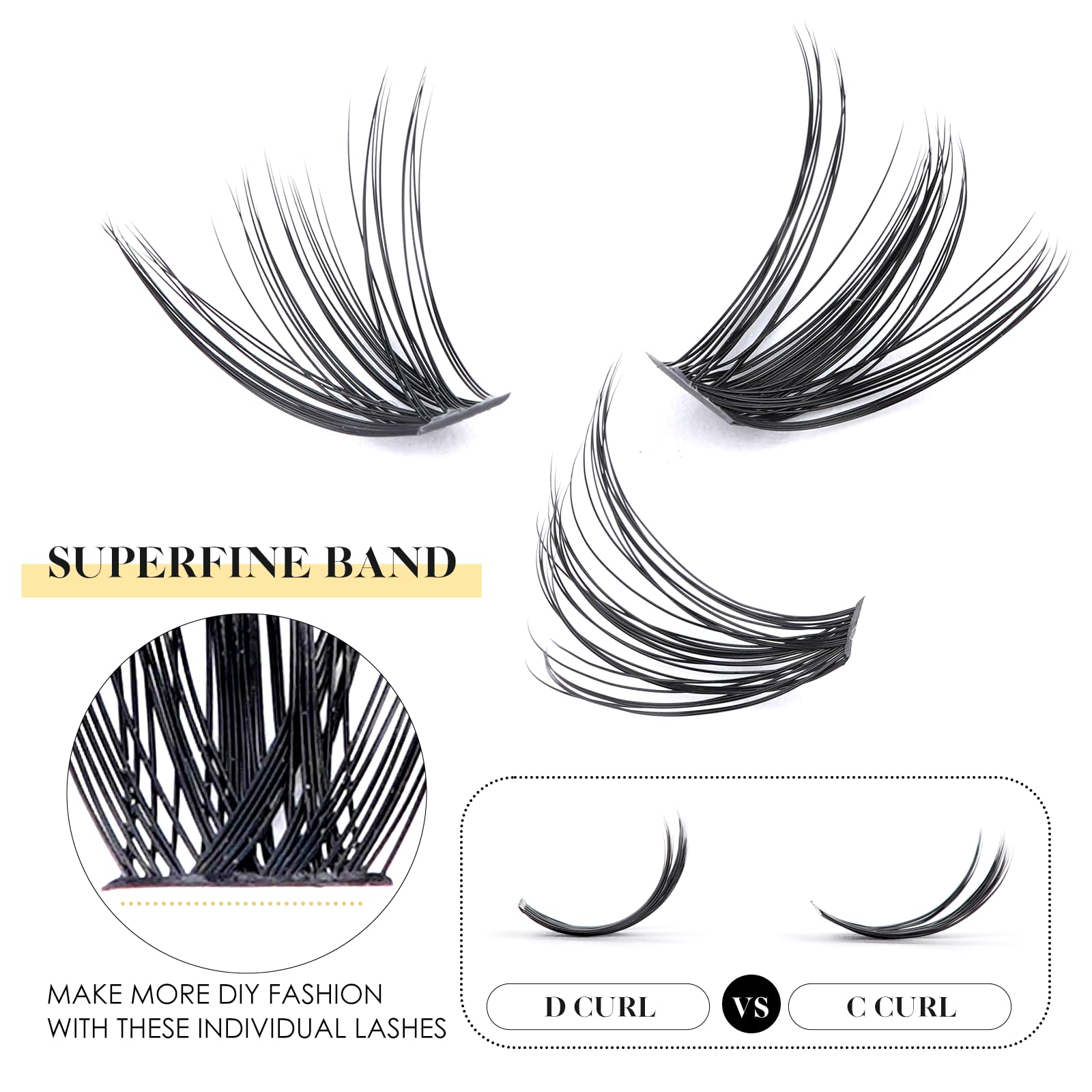 Zestaw przedłużania rzęs LANKIZ 320 szt. - Sztuczne rzęsy 30D + 40D + 50D Curl D 10-16 mm Mix, pojedyncze rzęsy z klejem i aplikatorem, profesjonalny zestaw wielokrotnego użytku dla początkujących