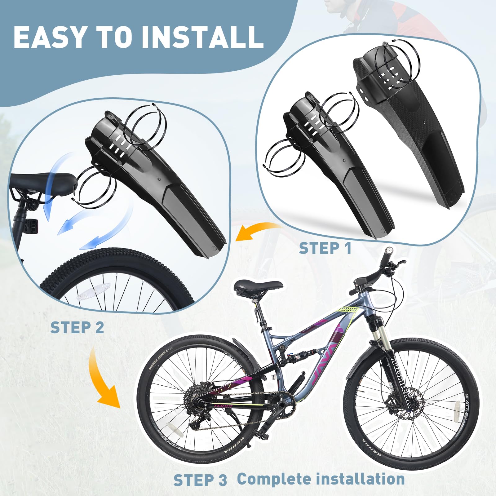 MEGHNA Garde-boue arrière universel pour VTT 24-28 pouces Garde-boue pour vélo VTT Accessoires