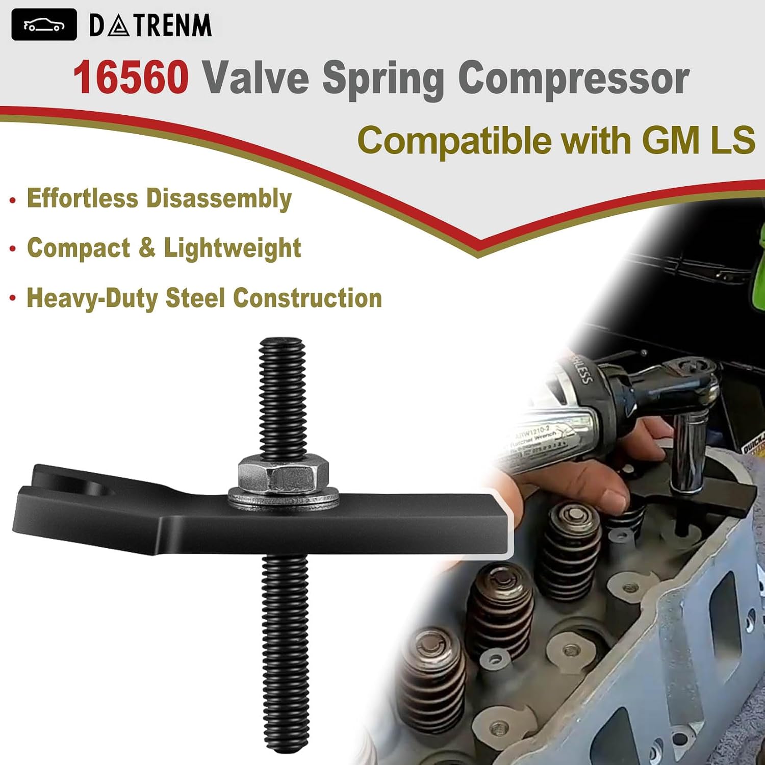 16560 Valve Spring Compressor Tool Kit for GM LS, Compatible with LS1, LS2, LS3, LS6, LS7, LS9, LQ4, LQ9 Engines