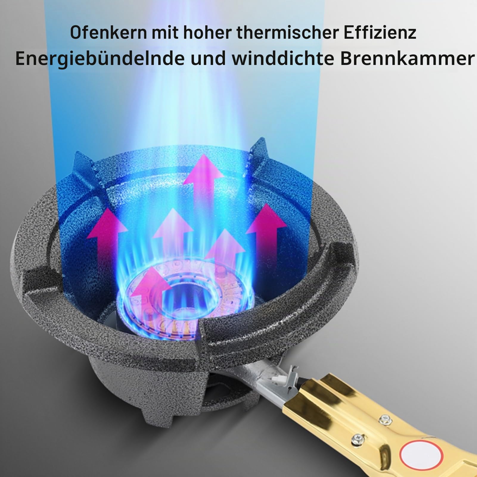 Gasherd Mit 1 Brenner, 25 KW Flüssiggasherd, Schwarzer Topfständer Aus Gusseisen Mit Knopf, Mit Flammendurchschlagschutz, For Den Privaten Und Gewerblichen Gebrauch Geeignet(30cm)