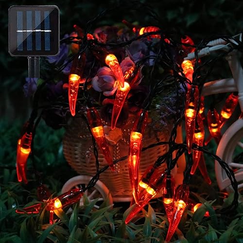 Miniatura 9 de Dreamworth Guirnalda de luces de chile rojo, 10 pies, 20 luces LED de chile, funciona con pilas, luces de hadas Contol para bodas, Año Nuevo chino,