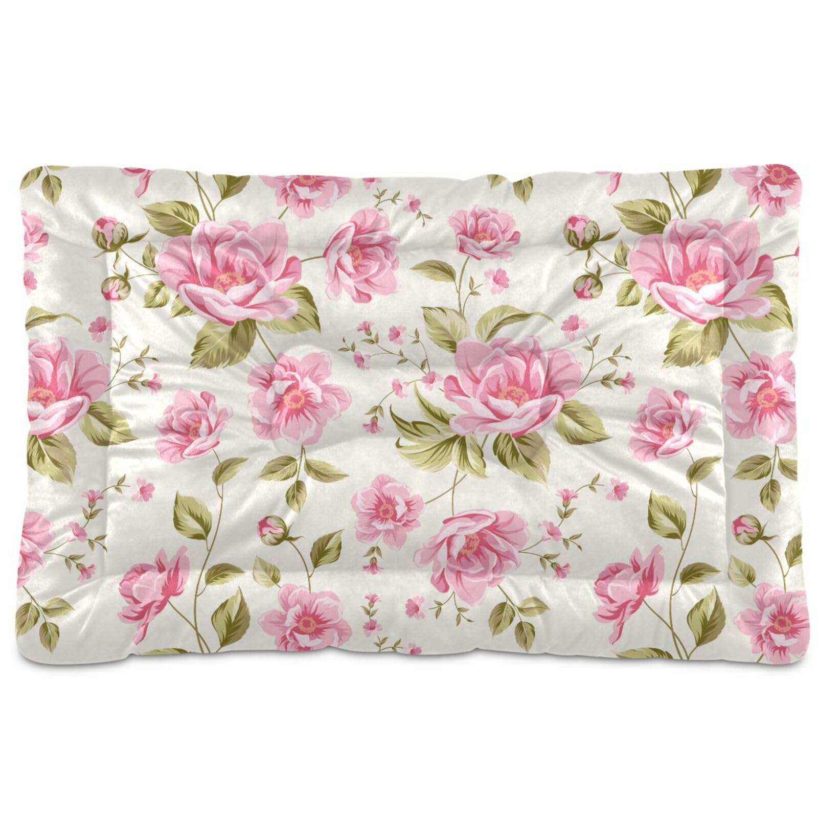 Sletend Pet Bed Rose Flower Floral Dog Bed Mat Absorbing Non Slip Pad Pet Sleeping Mat for Small, Medium, and Large Dogs Puppy Cat 36 in x 24 in