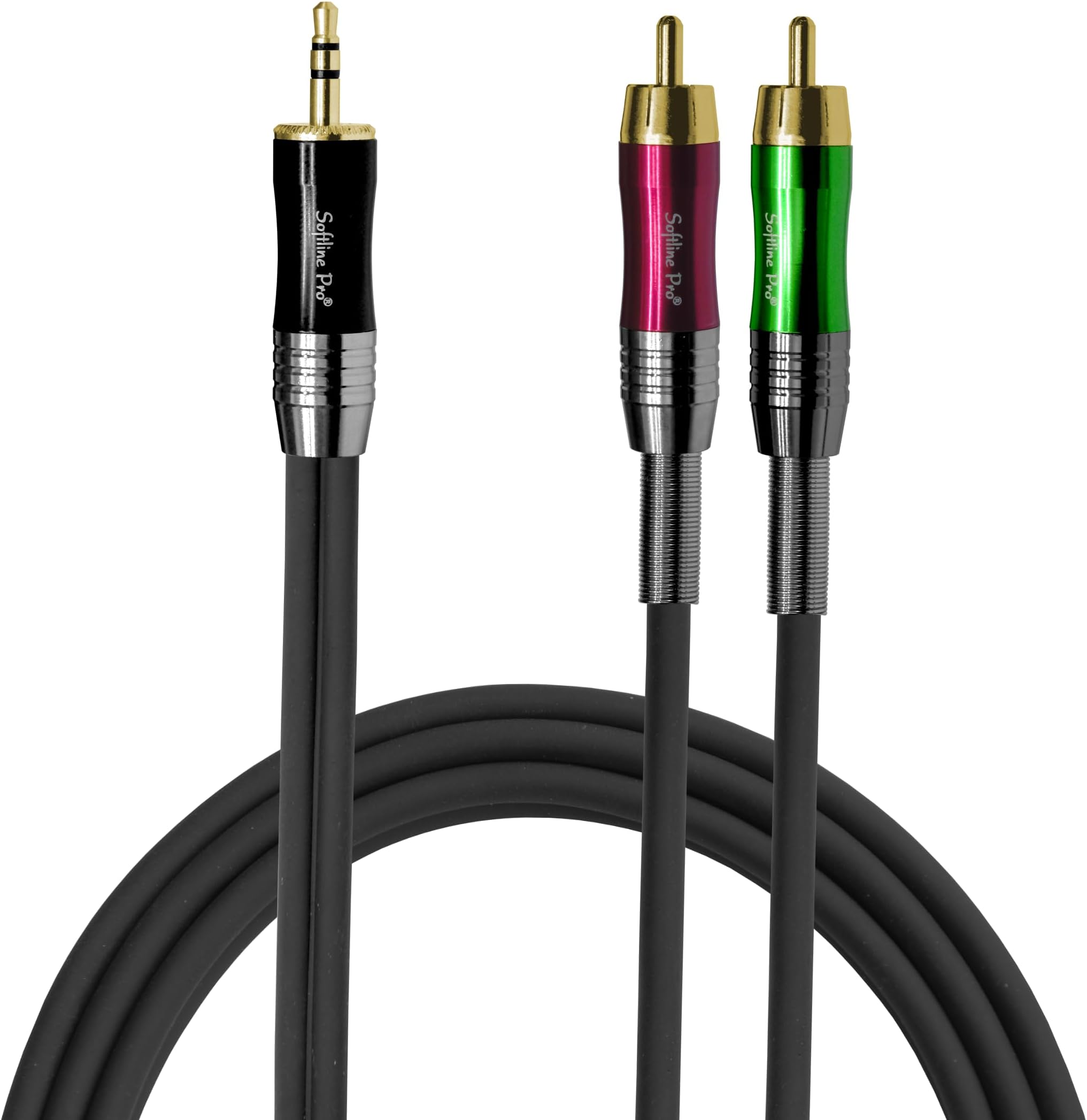 Softline Pro SP EP-2RCA 3.5MM Stereo to 2x RCA 1.5 Meter Cable Male to 2RCA Male Auxiliary Stereo Cable Gold Plated