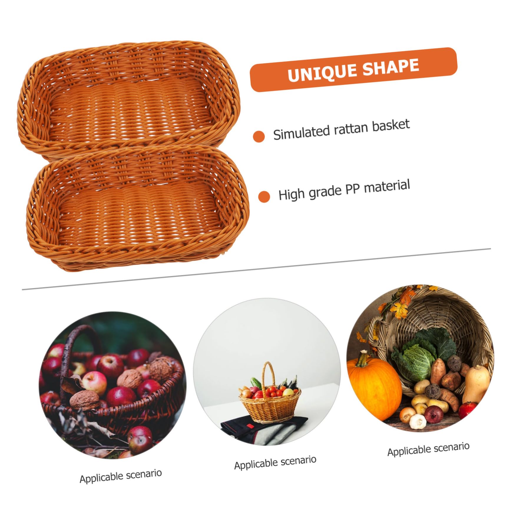 Alipis 2Pcs Imitation Rattan Woven Basket Square Desktop Organizer for Snacks and Fruits Practical Kitchen Gadget for Home Decoration for Kitchen Restaurant