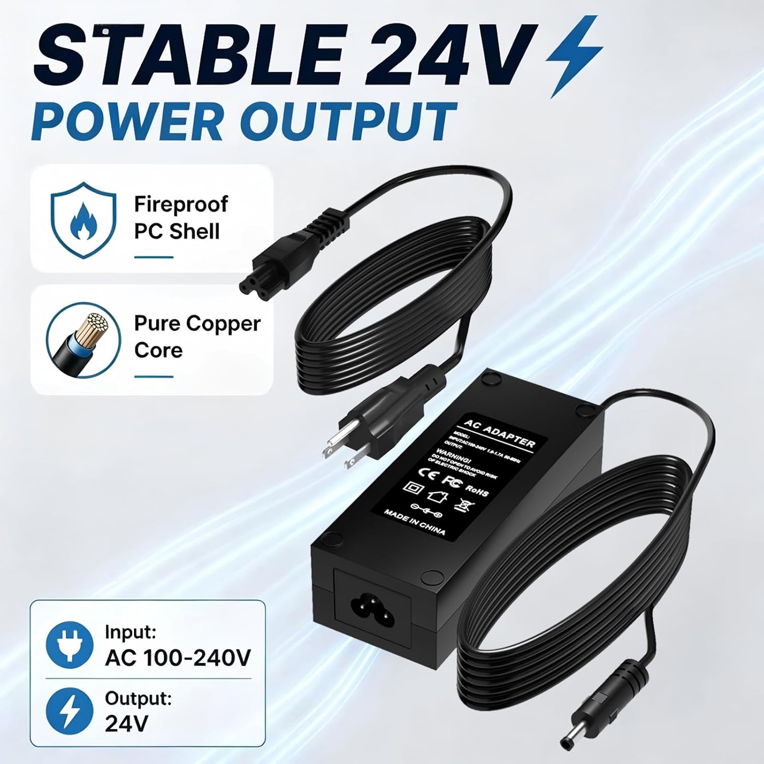 AMS 2 pro Switching Adapter, for the Bambu Lab AMS 2 Pro Automatic Material System, Compatible with Bambu Lab AMS ADS-96HLA-19-1 24096E 24V Power Adapter