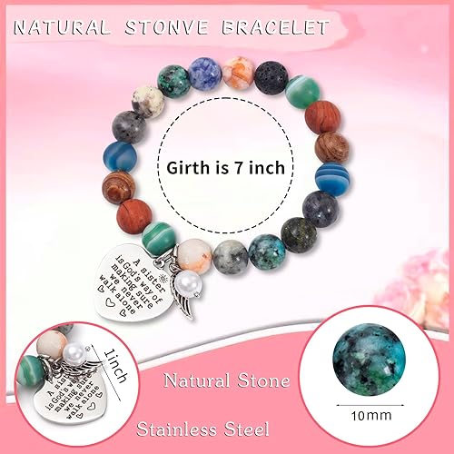 Miniatura 4 de Pulsera para hermanas, regalo de hermana de hermana, celebra la hermandad, un compañero eterno para el viaje de la vida, pulsera de piedra natural,