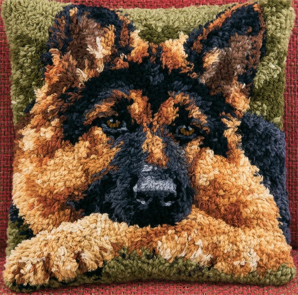 kitphoenix Latch Hook Cushion Kit -German Shepherd