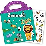 Reusable Sticker Book for Kids, Animal Stickers Educational Learning Toys Travel Stickers Activity Books for Toddler Girls Boys Age 3+ Birthday Gifts