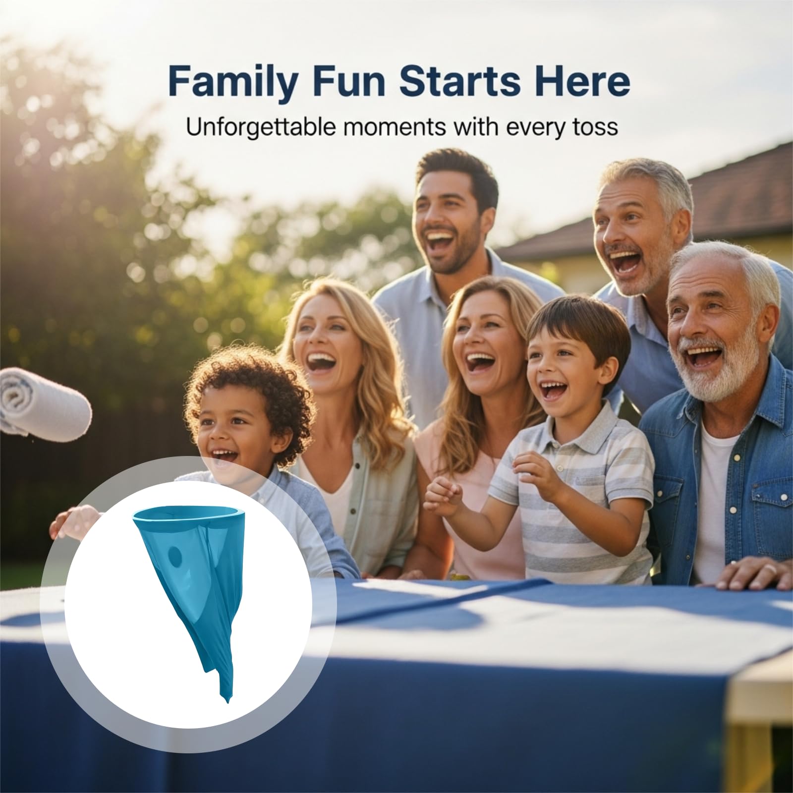 Granny Pants Wurfspiel, riesiges Wurfspiel mit 4 Hüpfbällen und Luftpumpe, Outdoor-Spiel für Familienfeiern, Gartenpartys und Teamaktionen, für Kinder und Erwachsene, zum Spaß, blau