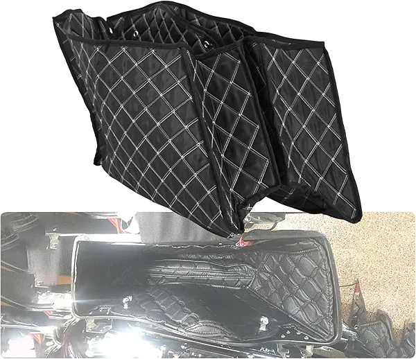 CARGLETRUE Motorcycle Drop-in Saddlebag Liners with White Thread Stitch Compatible with Harley Touring 2014-2023
