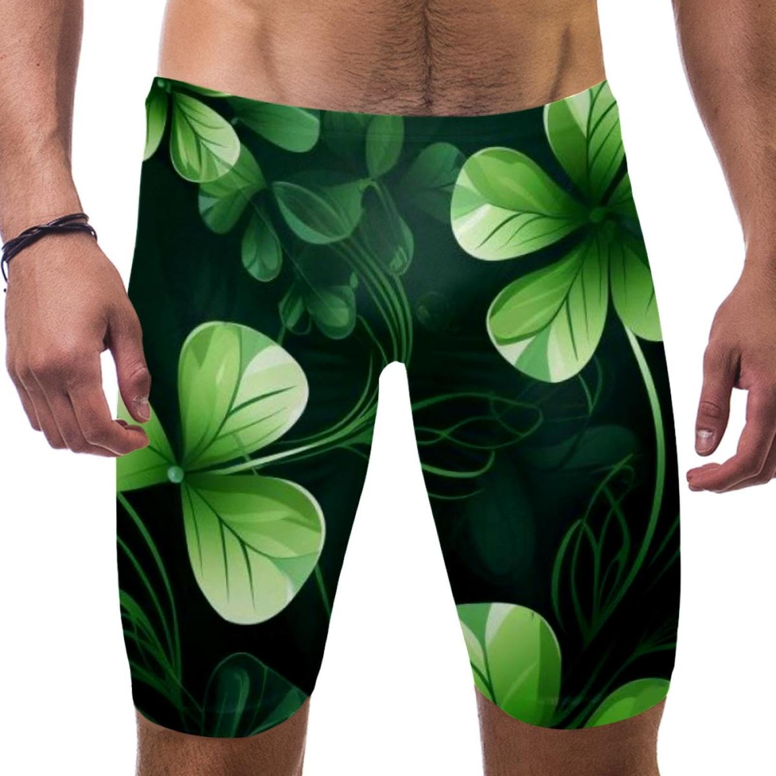 St Patrick's Day Swimsuit for Men & Boys,Competition Lap Swim Suit, Square Leg Endurance Training Multicoloured