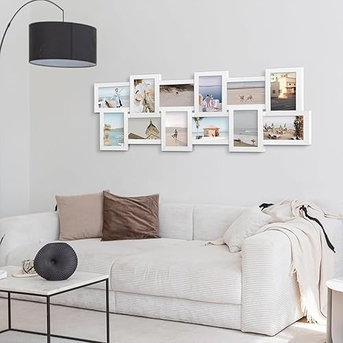 Miniatura 7 de J.M.Deco Marco de fotos de 12 aperturas para decoración de pared, marcos de fotos de 4 x 6 pulgadas, collages para decoración del hogargalería,