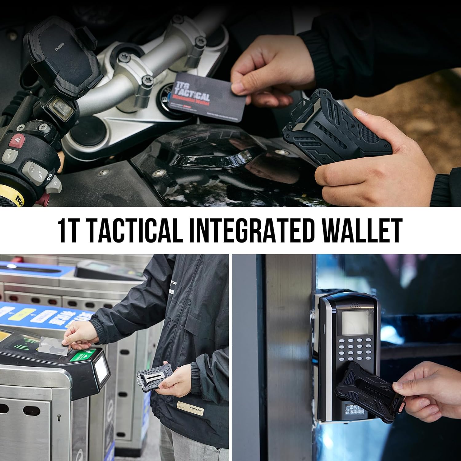 1TG Tactical Minimalist Slim Wallet with Moeny Clip, Front Pocket RFID Blocking Wallet Cash Holder, Versatile Credit Card Orgainzer, ID Card Badge Holder for Men
