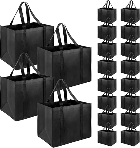 Miniatura 1 de LadyRosian Paquete de 24 bolsas de comestibles reutilizables resistentes con asas reforzadas, bolsas de compras grandes plegables para cocina, ropa,