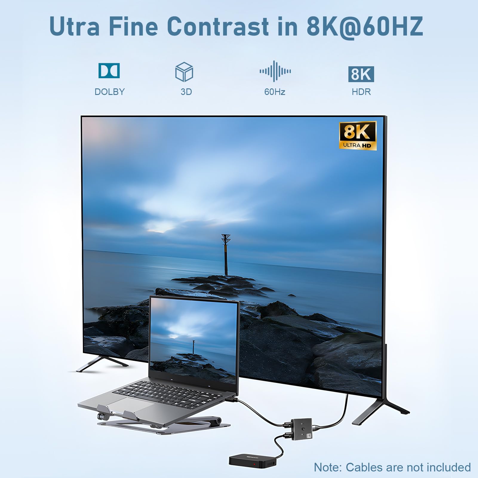 Switch HDMI 8K HDMI 2.1 splitter bidirezionale 1 in 2 out/2 in 1 out estendere display Ultra HD 4 K @ 120 Hz 8 K @ 60 Hz 3D 48 Gbps HDMI Switcher per Xbox, Apple TV, PS5/PS4, Roku, Blu-Ray, DVD, HDTV