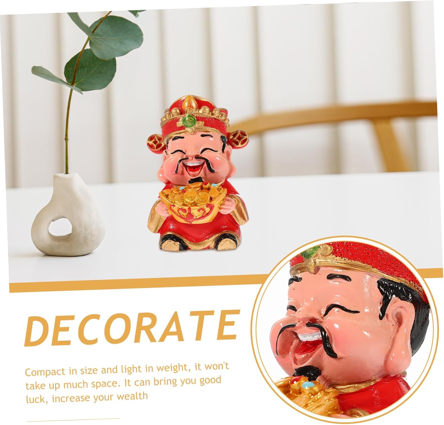 God of Wealth Statue Chinese Style Fortune and Luck Figurine for Home Office Decor Year Decoration Wealth Statue Chinese Luck Ornament Housewarming
