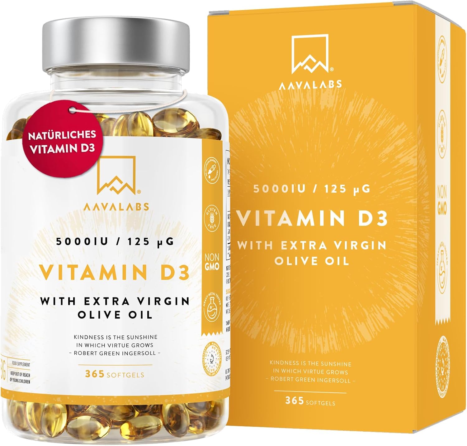 Vitamin D3 Hochdosiert Depot 5000 IU 365 Kapseln Vitamin D3 5000 IE