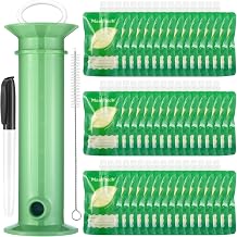 Maxcheck 53 Pcs Refillable Baby Food Pouches Food Maker Set Include 50 Pcs Portable Fruit Puree Pouch Storage Bags, Baby Food Maker, Pen and Brush for Babies Kids Toddlers