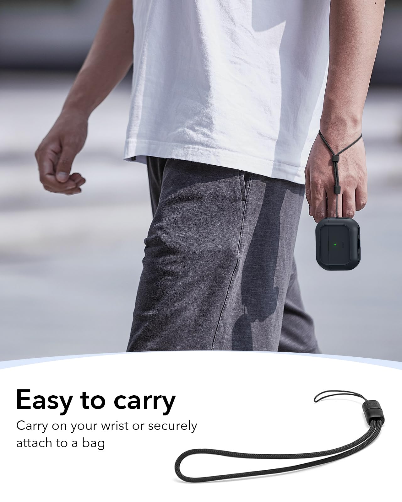 ESR Custodia per AirPods Pro 3, Compatibile con la custodia AirPods Pro di 3a Gen (2025), Compatibile con MagSafe, Protezione completa contro le cadute, Cordino incluso, Nero