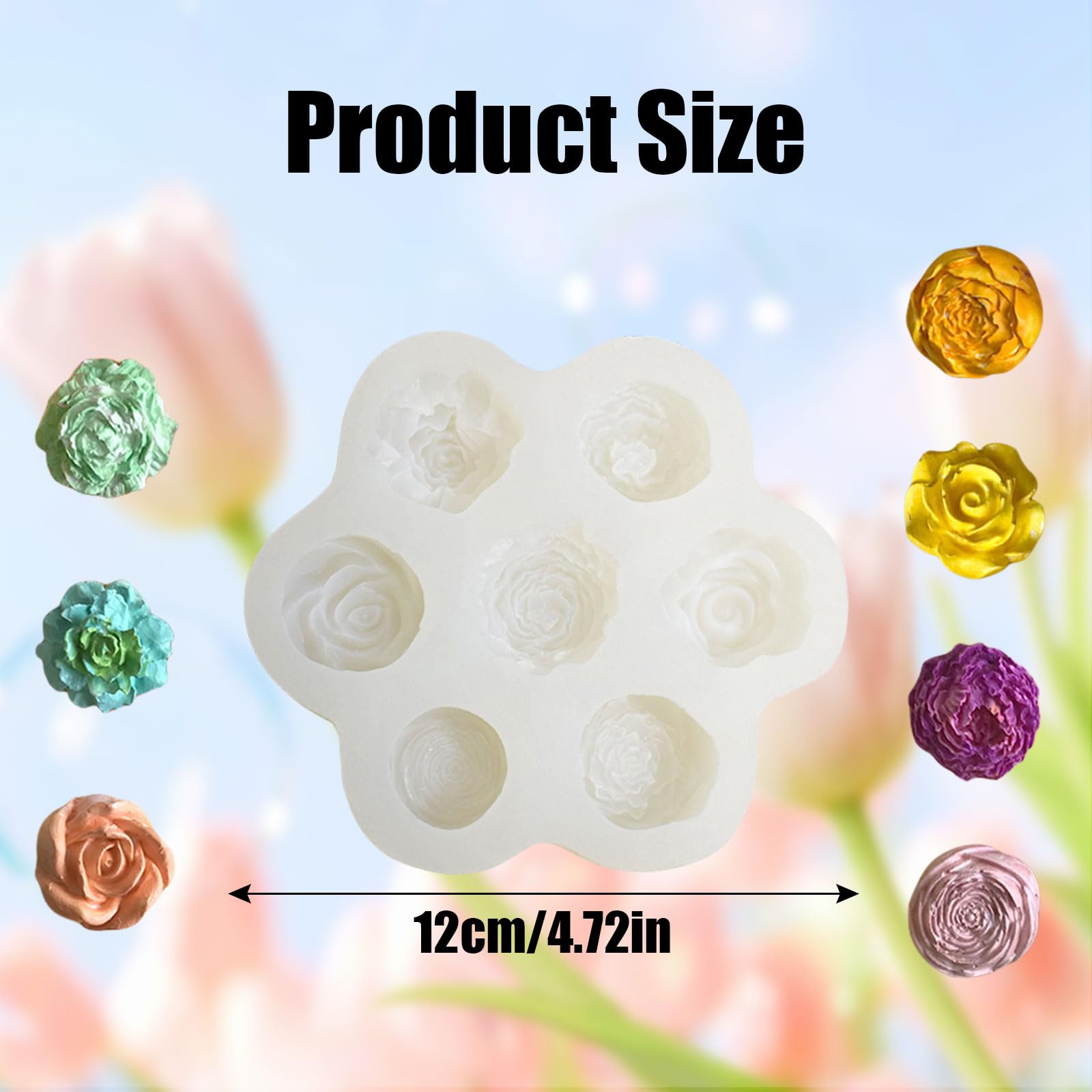 Set 7 Stampi Silicone A Forma Di Fiore | Per Candele, Resina, Sapone, Cioccolato - Fai Da Te Creativo - Foto 6