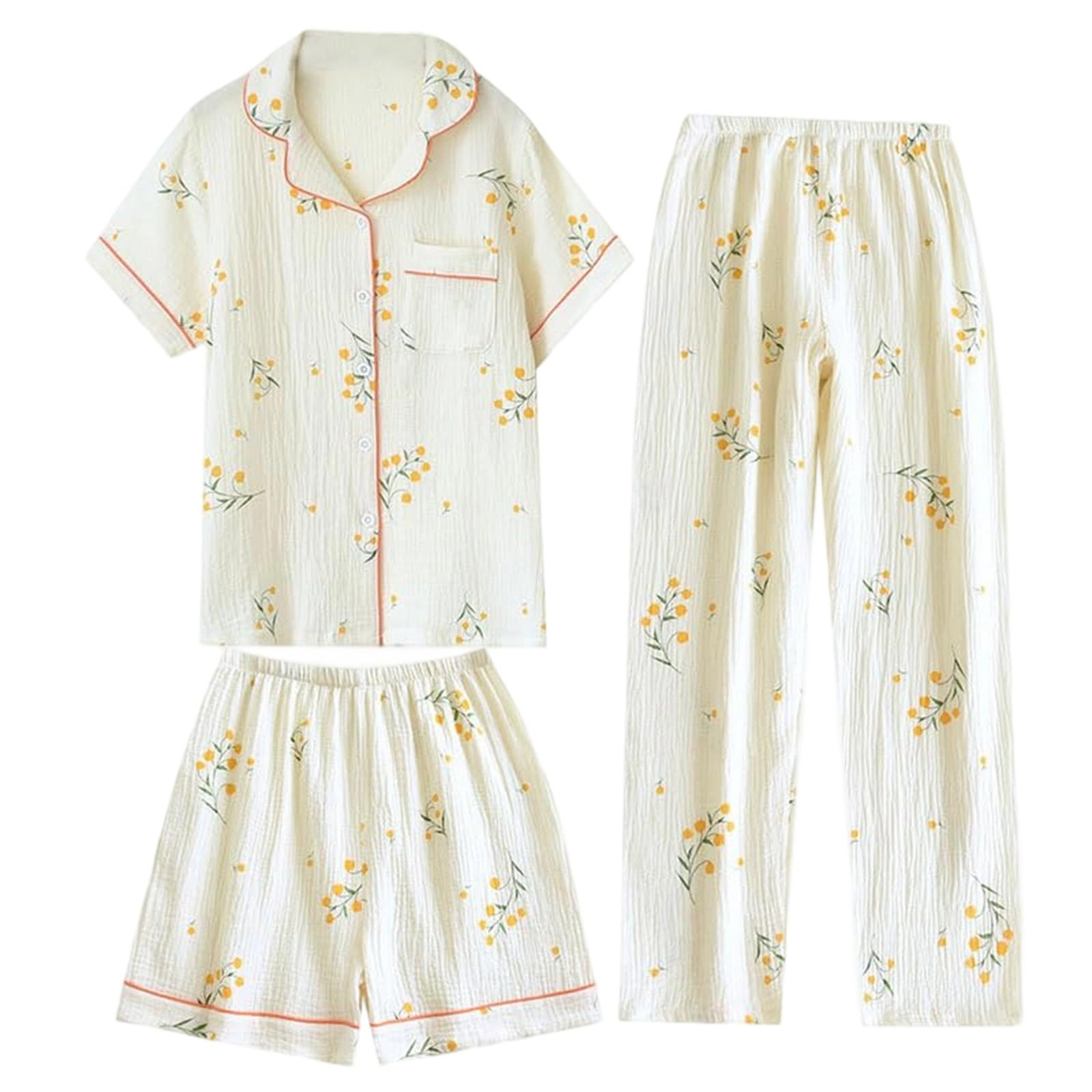 Genérico Pijamas De Verano Mujer,Traje Informal De Manga Larga con Cuello Redondo Y Estampado NavideñO para Mujer OtoñO E Invierno