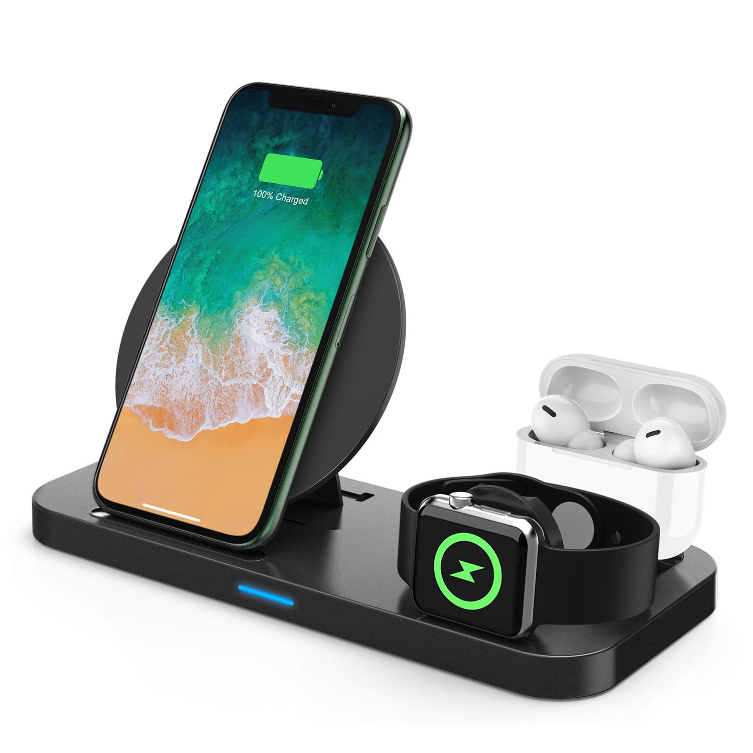 Wireless Charger, 3 in 1 Qi-Certified Wireless Charging Station for AirPods/Apple Watch Series 5/4/3/2/1, Fast Wireless Charging Stand for iPhone 11/11 Pro/11 Pro Max/XS Max/XR/X/Samsung