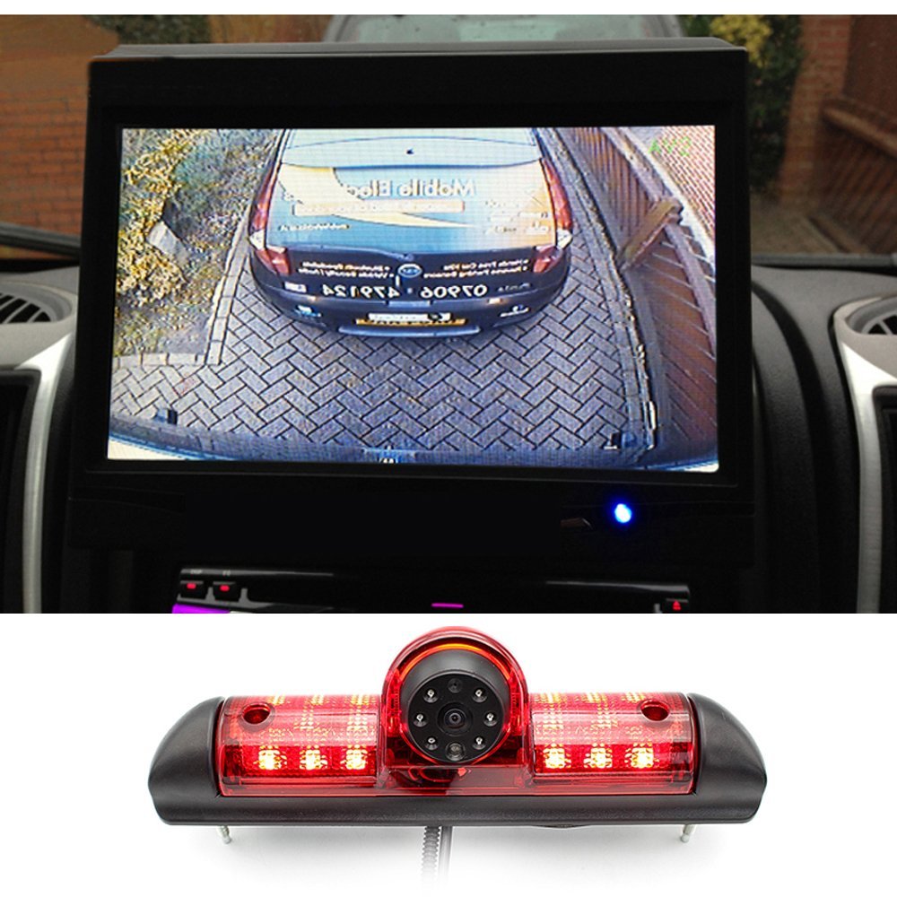Transporter Van Cámara de Marcha Atrás con 7 Pulgadas TFT LCD Monitor de Coche, IR Vision Nocturna HD Impermeable Cámara de Visión Trasera para Fiat Ducato X250 Peugeot Boxter Citroen Jumper Dodge