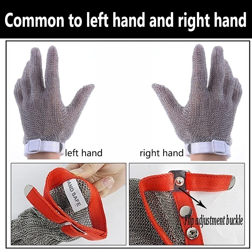Cut Resistant Gloves Rękawice odporne na przecięcie Rękawice łańcuchowe ze stali nierdzewnej, rękawice robocze szefa kuchni rzeźnika krawca stolarza (Size : XS/A pack of one)