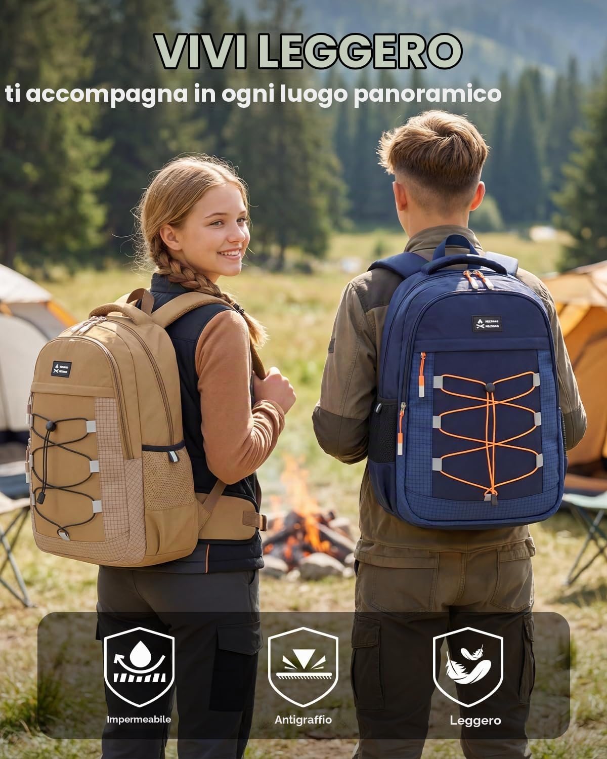 Amythe Zaino Outdoor Unisex Escursione Viaggio | Zaino Trekking Adolescente 21L Leggero Impermeabile Cintura Rimovibile Campeggio