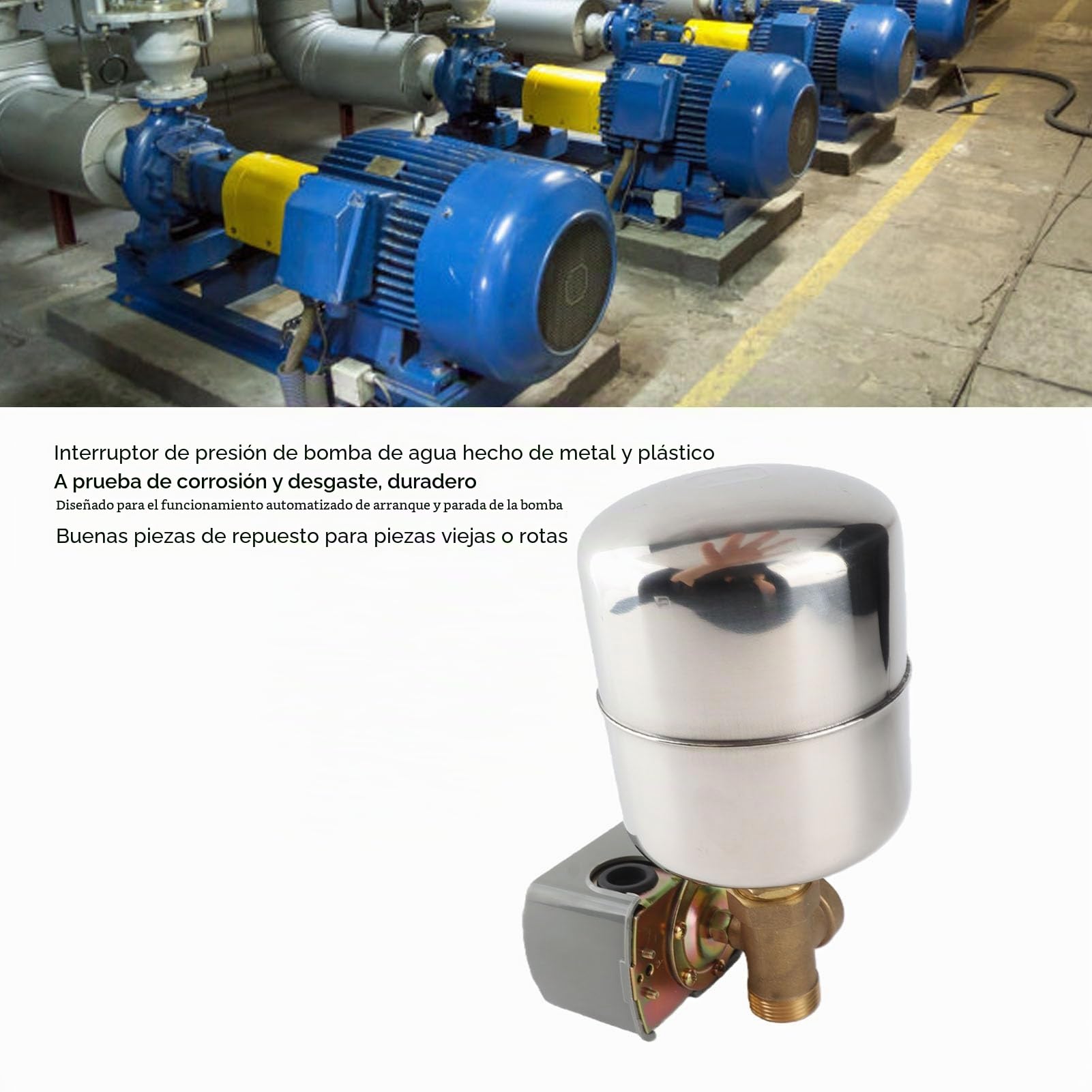 Fockety Controlador automático de la presión de la bomba de agua, kit de interruptor de presión electrónico con tanque de presión de acero inoxidable, válvula de retención de cobre