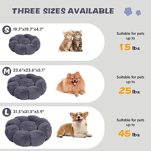 Miniatura 5 de Cama para gatos, cama lavable de 19.7 pulgadas con forma de dona gris para gatos de interior y perros pequeños, cama redonda suave y bonita con