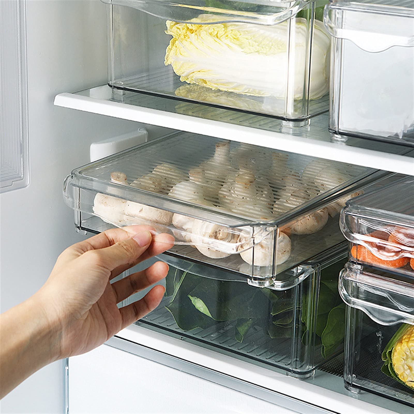 Cocina refrigeradora Caja de almacenamiento de fresco fresco de plástico Caja sellada de plástico Fruta Vegetal Vegetal Almacenaje Contenedor (Color : Wide L)