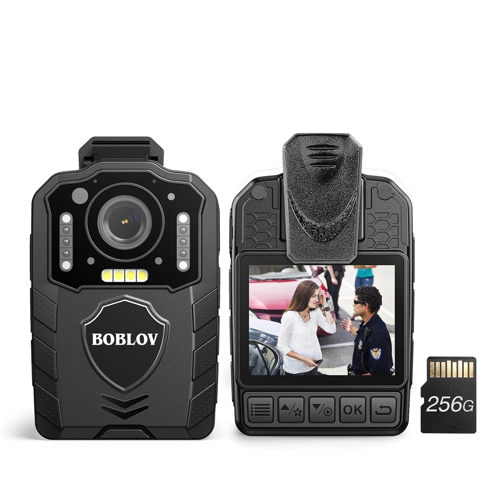 Bodycam BOBLOV KJ25 1080P - Professionale, 13 Ore Autonomia, Visione Notturna, Per Sicurezza