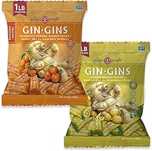 GIN GINS Lemon and Mandarin – Citrus Variety Bundle - Natural Fresh Ginger Candy by The Ginger People – Individually Wrapped Healthy Candy – 1lb (Pack of 2)