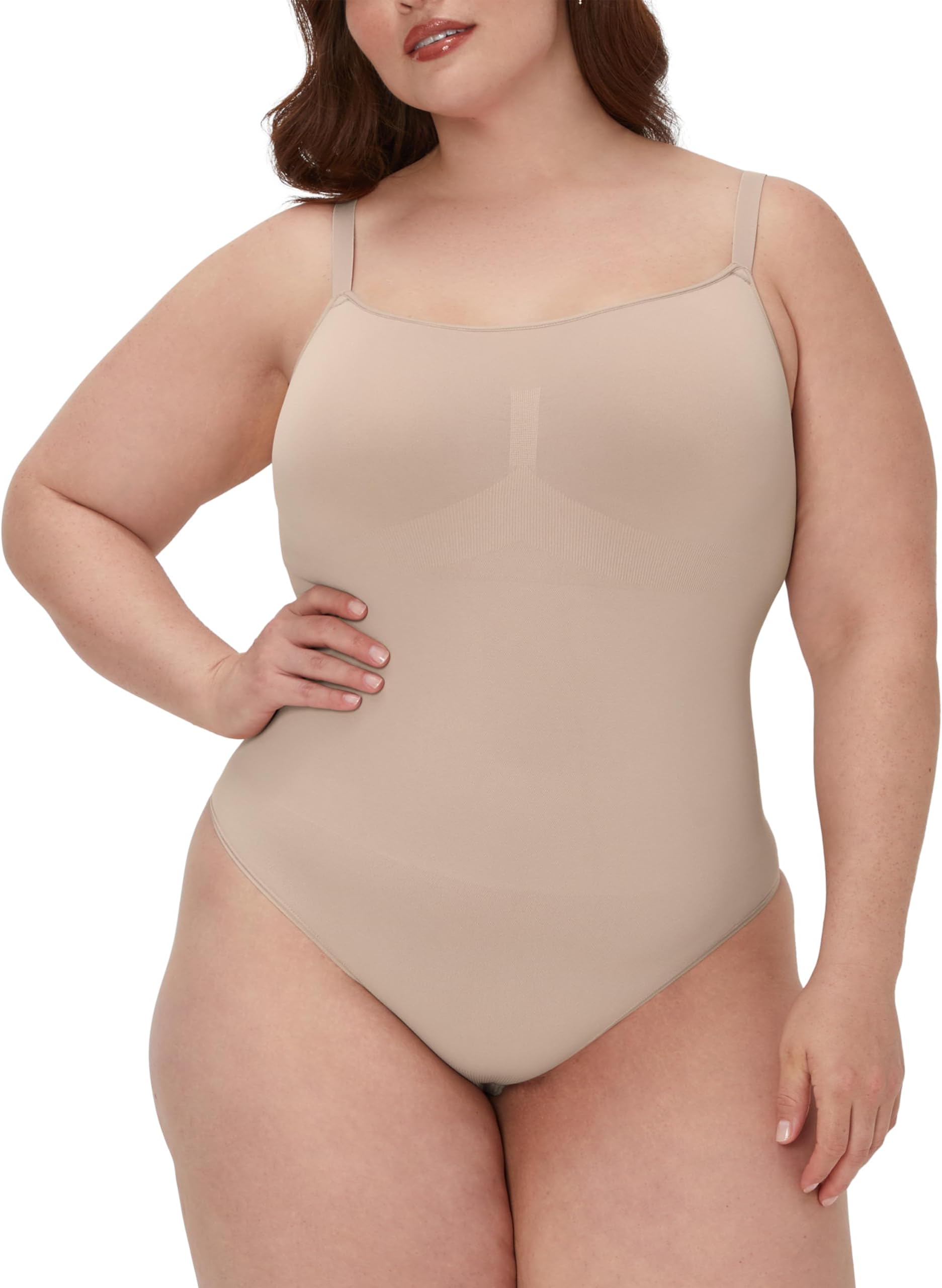 womens Seamless Shapewear, Tummy Control Thong Bodysuit, Firm Control Thong Body Shaper