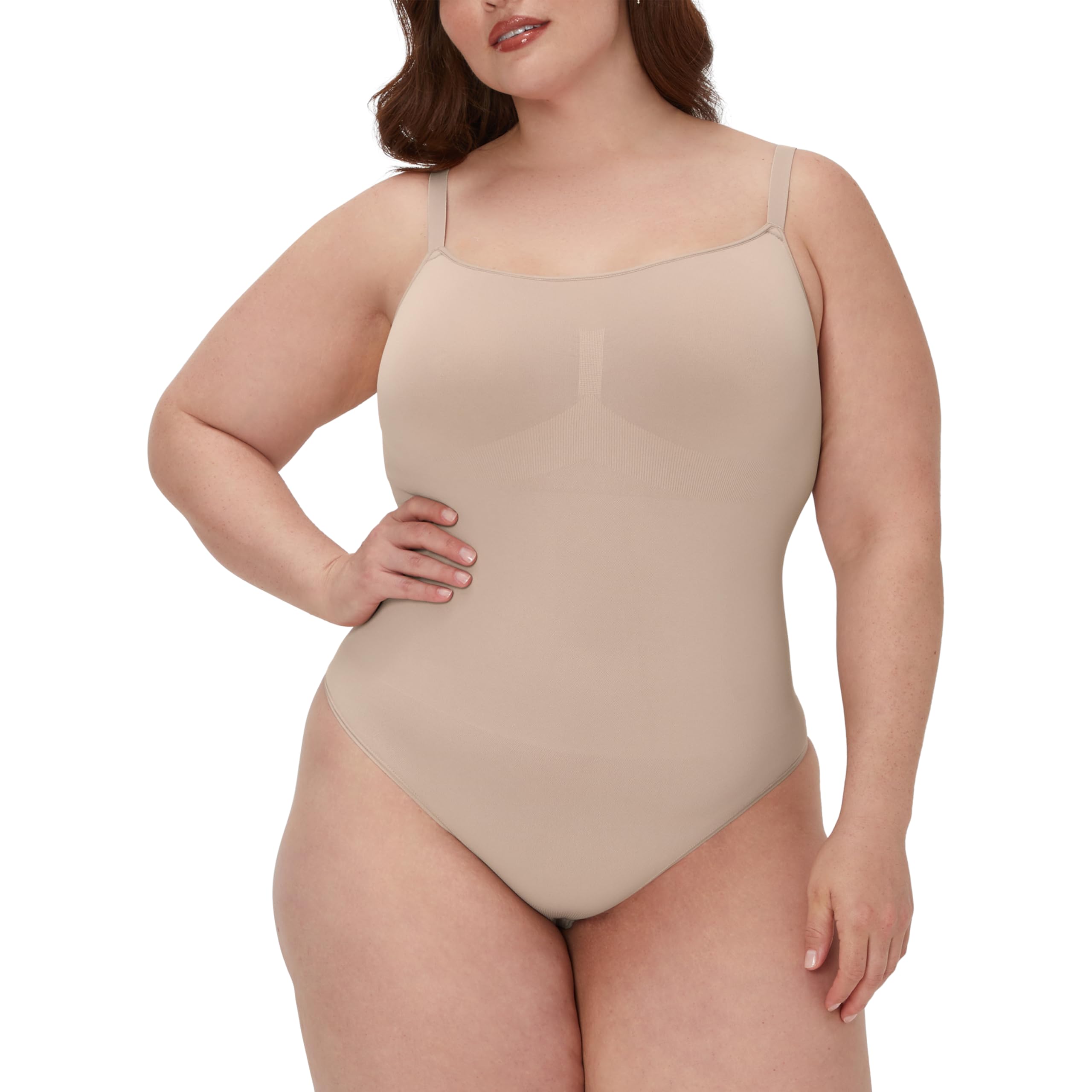 Photo 1 of SIZE L Maidenform Women's Seamless Shapewear, Tummy Control Thong Bodysuit, Firm Control Thong Body Shaper
