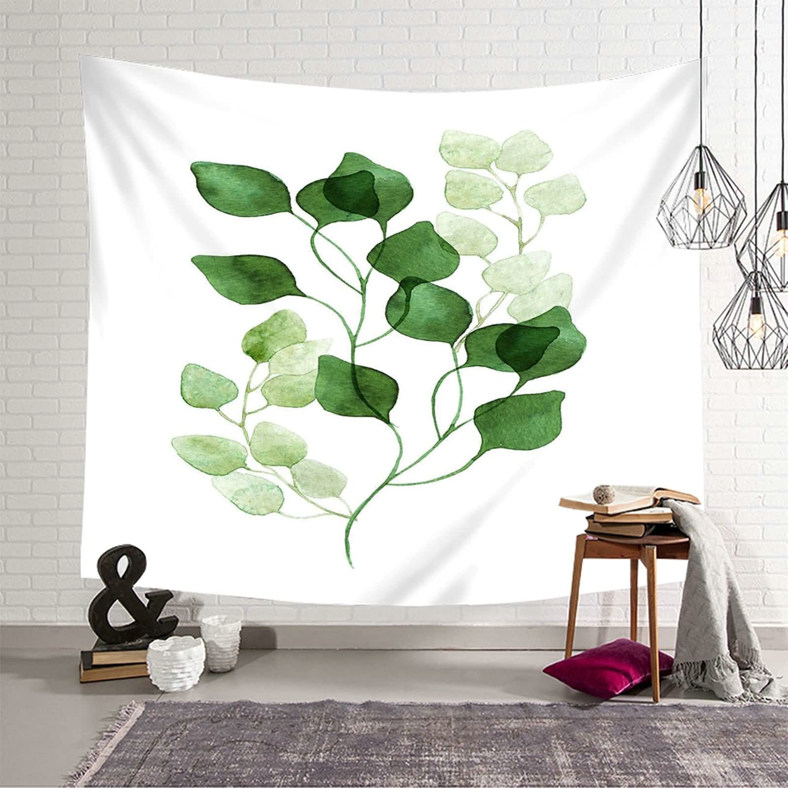 Tapiz de pared con hojas verdes que aporta frescura y armonía natural a tu salón de 150x130 cm