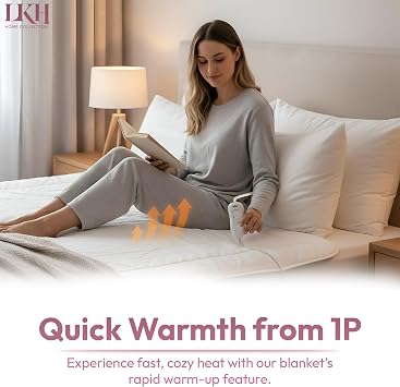 LKH King Electric Blanket Underblanket with 3 Heat Settings - 160x140cm