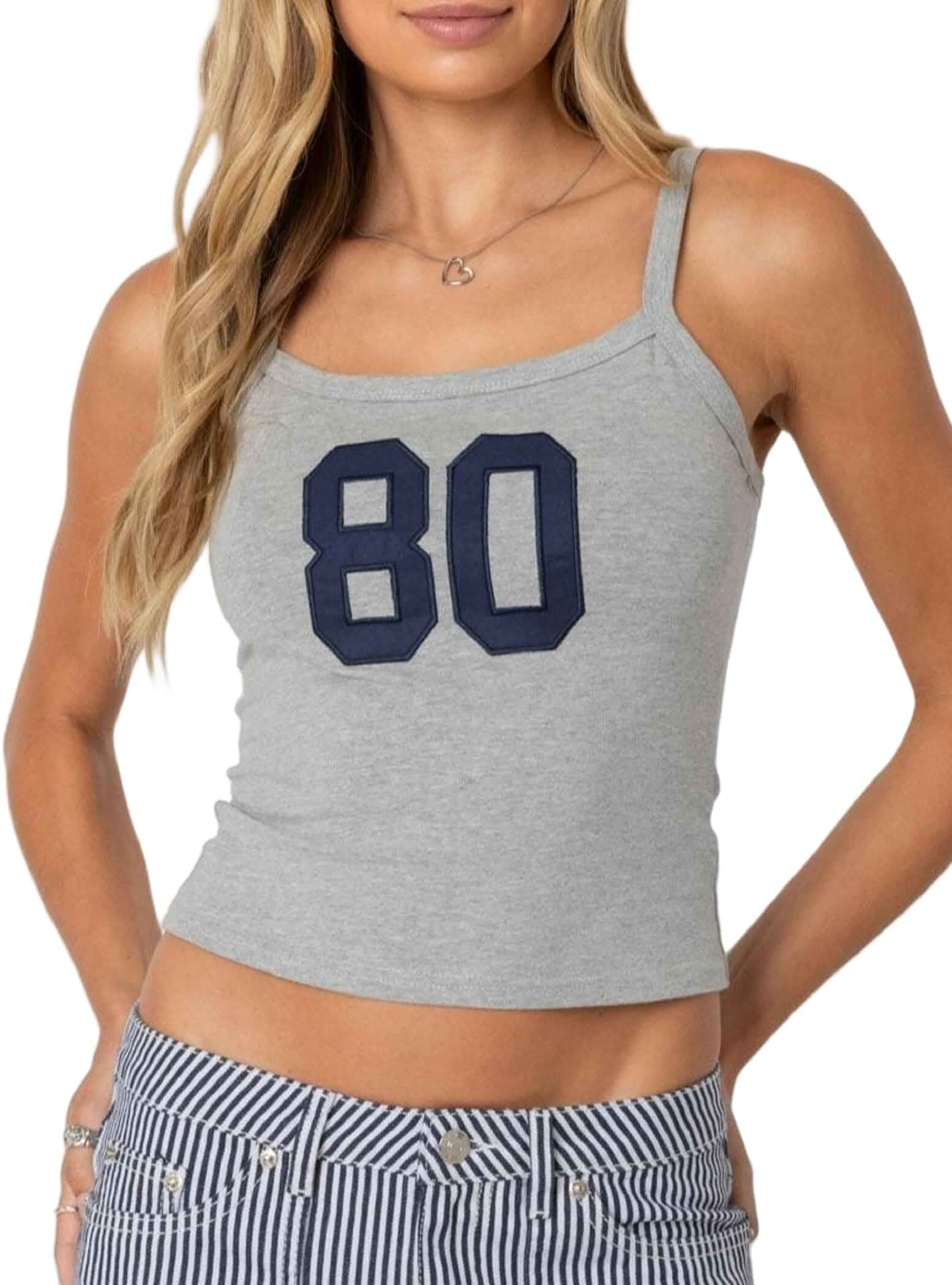 Women Y2k Graphic Cami Tops Spaghetti Strap Summer Going Out Crop Top Sleeveless Backless Basic Tank Tops Sleeveless