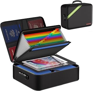 15"*11"*3.95" Fireproof Document Bag Money Bag Home Office Travel Safe Storage Pouch with Zipper for A4 Document Cash Money Valuables Jewelry Passport Currency Keys Tablet (Black)
