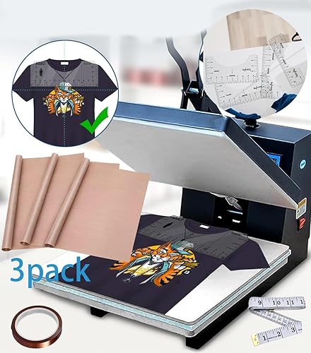 Miniatura 4 de Kits de herramientas para camisas de sublimación (rosa) - 4 reglas de camiseta, paquete de 3 hojas de teflón para prensa térmica de 12 x 16