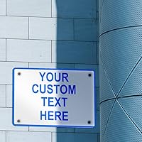 Vista 30 de Cartel de aluminio resistente a la intemperie de varios tamaños, personalizable con texto en inglés