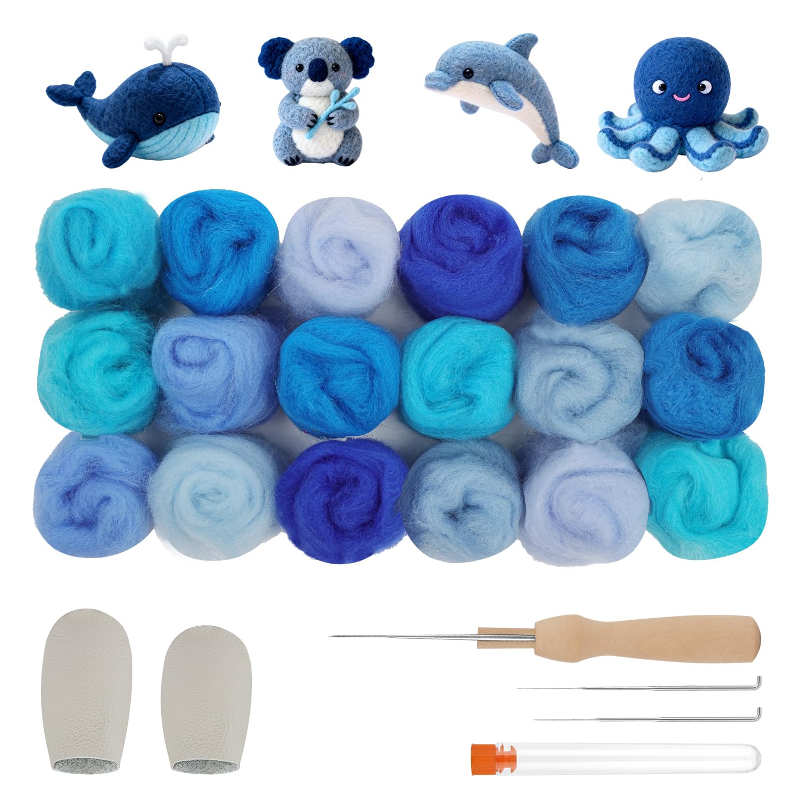 Ainiv Needle Felting Kit, 9 Colors x 2 Packs Needle Felting Wool