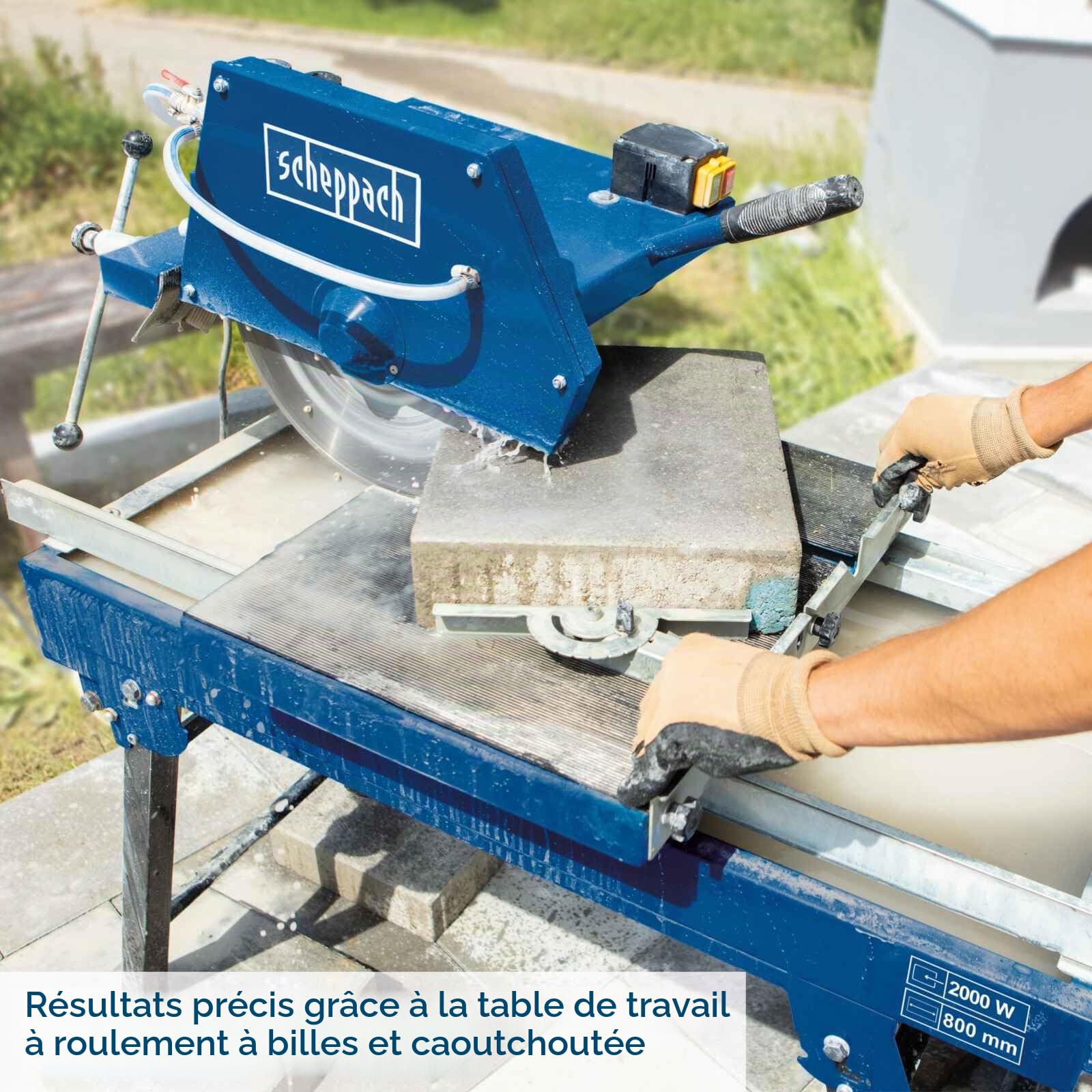 Scheppach Coupe carrelage électrique HSM4000-2000 W - Hauteur coupe 11 cm | Coupe carreaux - Carrelette 80 cm - 2000 W - Coupe carrelage electrique - Pompe à eau - Decoupe carrelage