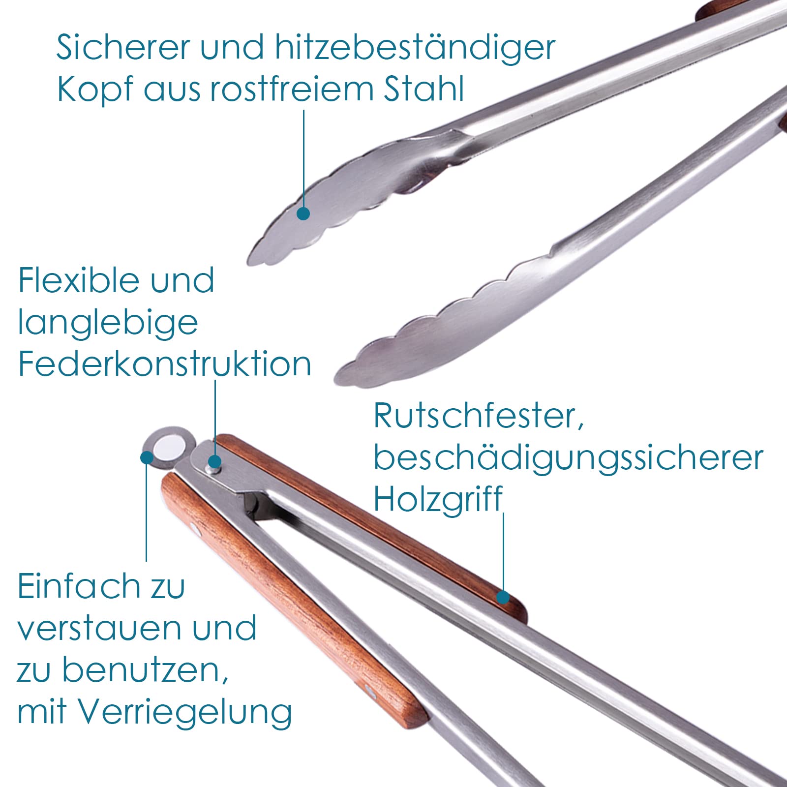 Grillzangen-Set Aus Edelstahl – 2 Zangen (18 & 23 Cm) Mit Rutschfesten Griffen